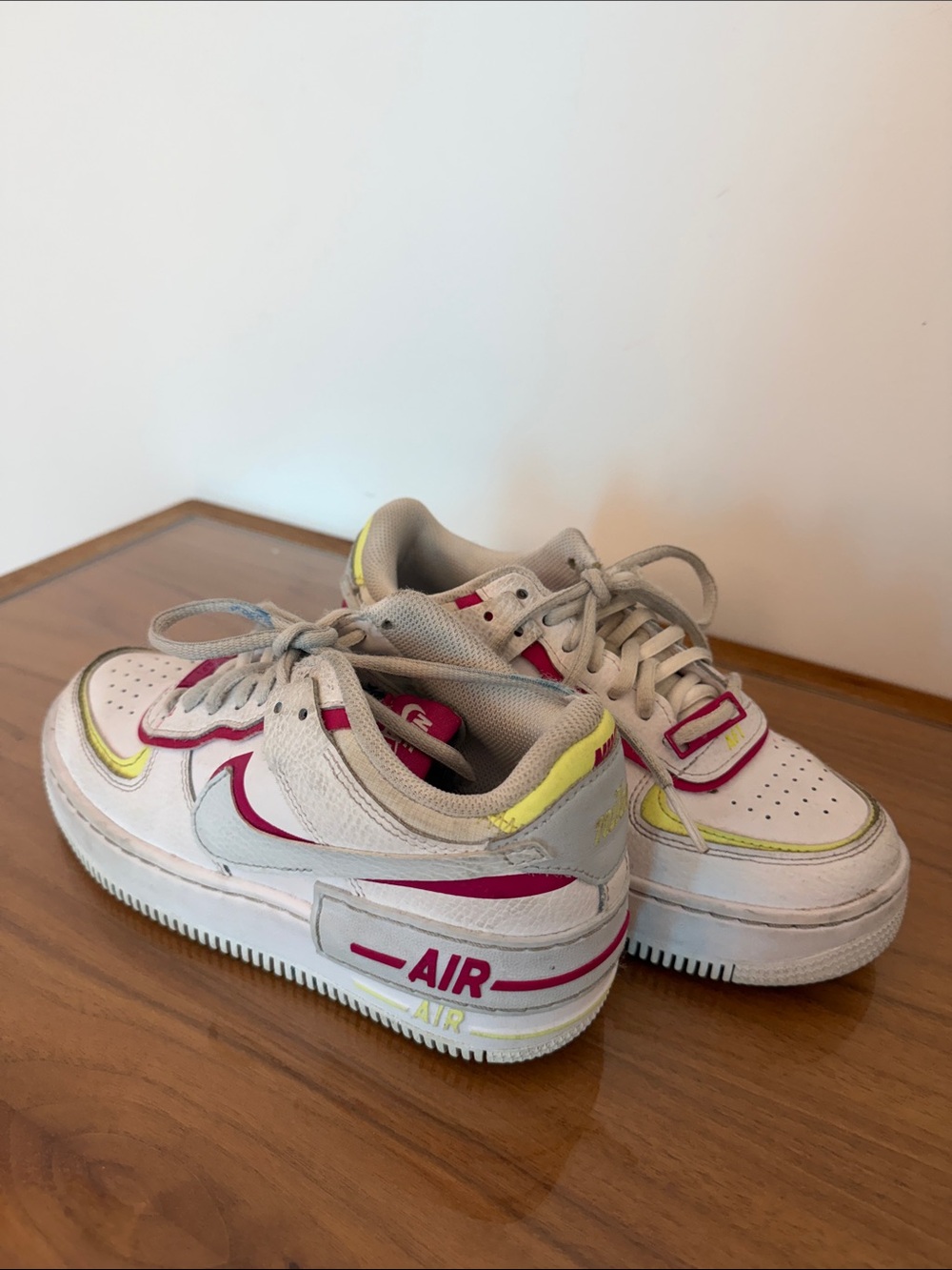 Nike Kids White Sneakers with Pink & Yellow Accents